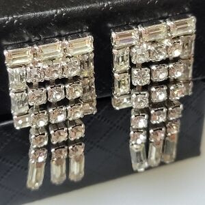 Austian Crystal Clip On Earings, Vintage New High Quality